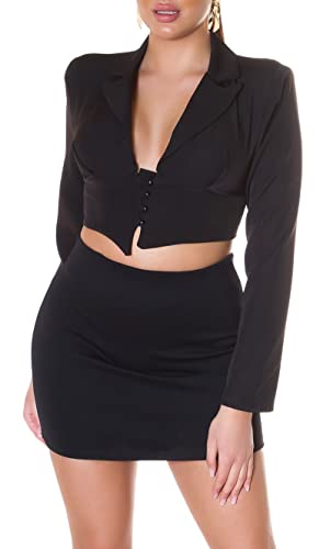 Business V-Neck Crop Blazer Jäckchen mit Knöpfe One Size (Einheitsgröße) von Koucla