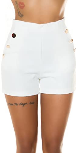 Chic High Waist Stretch Hotpants Shorts mit Deko Knöpfe L von Koucla