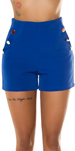 Chic High Waist Stretch Hotpants Shorts mit Deko Knöpfe S von Koucla