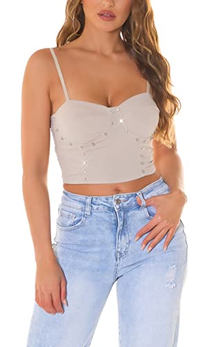 Cropped Bustier Träger Top mit Deko Strass Nieten One Size (Einheitsgröße) von Koucla