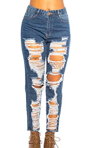 Extrem Destroyed Löcher Jeans im Mom Fit-Style 36 von Koucla