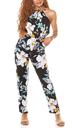 Flower Printed Sommer Maxi Cotton Träger Jumpsuit S/M von Koucla