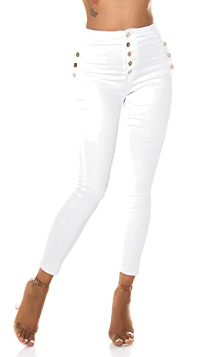 High Waist Skinny Jeans Jeggings mit Deko Knöpfe 34 von Koucla