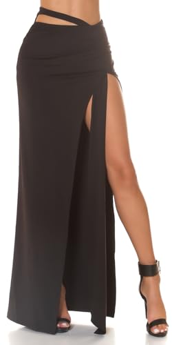 Highwaist Party Rock Maxirock Bodenlang mit Cutouts und Beinschlitz XL von Koucla