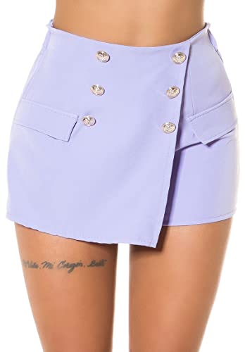 Hot High Waist Hotpants mit Rock-Effekt und Deko Knöpfe One Size (Einheitsgröße) von Koucla