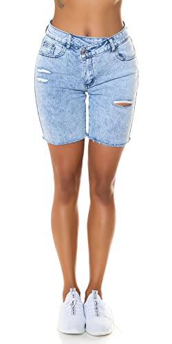 Koucla Acid Washed High Waist Jeans Bermuda Shorts im Used Look 34 von Koucla