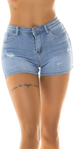 Koucla Basic Used Look High Waist Jeans Shorts mit Push up-Effekt 36 von Koucla