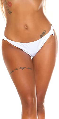 Koucla Beachwear Bikini Slip Bikinihose Badehose Brazilian Style (Weiß, 36) von Koucla