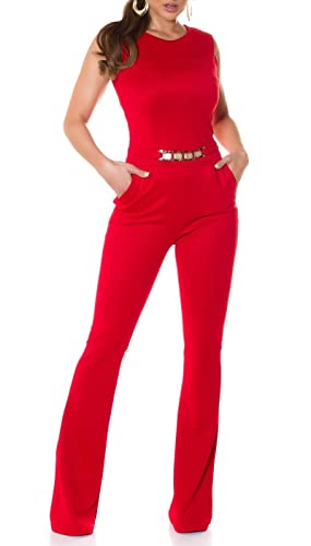 Koucla Business Long Schlag Jumpsuit Ärmellos mit Cutout und Deko Gürtel XL von Koucla