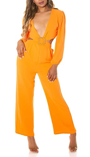 Koucla Business Maxi V-Neck Langarm Jumpsuit mit Deko Schnalle S von Koucla