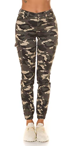 Koucla Cargo High Waist Skinny Pump Jeans im Camouflage Look 42 von Koucla