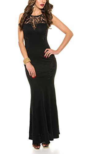 Koucla Chic Abend Maxi Kleid Ärmellos mit Deko Spitze und Cutout S von Koucla