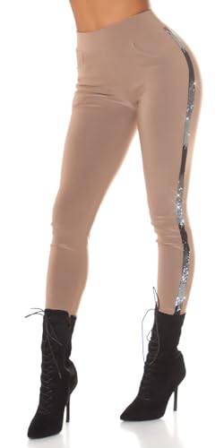 Koucla Chic High Waist Stretch Treggings mit Glitzer-Streifen L/XL von Koucla