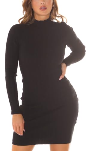 Koucla Chic Turtle Neck Langarm Strick Kleid mit Steifen-Musterung One Size (Einheitsgröße) von Koucla
