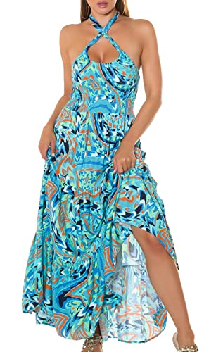 Koucla Coloured Maxi Neckholder Viskose Kleid mit Cutout S/M, Mint von Koucla