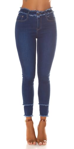 Koucla Crazy Skinny Used Look High Waist Jeans mit Fransen Details 38 von Koucla