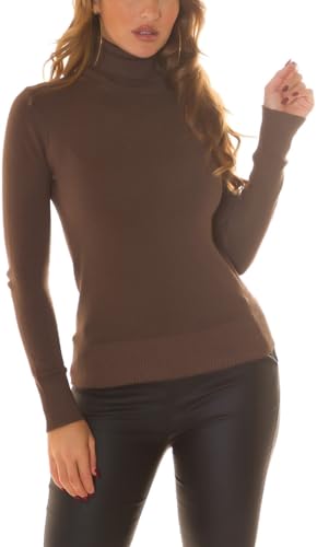 Koucla Damen Basic Feinstrick Pullover Langarm mit Rollkragen Turtle Neck Rollkragenpullover One Size (Einheitsgröße) von Koucla