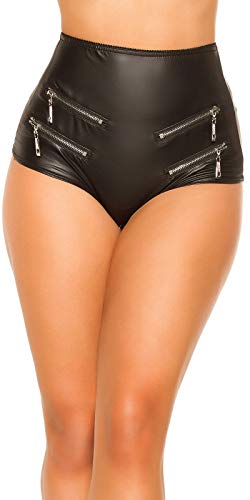 Koucla Damen Gogo Wetlook Hotpants mit Zips (Schwarz, M) von Koucla