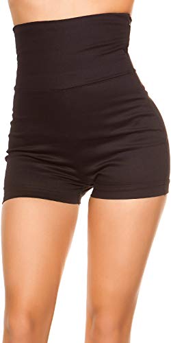 Koucla Damen High Waist Shorts Hotpants (Schwarz, L) von Koucla