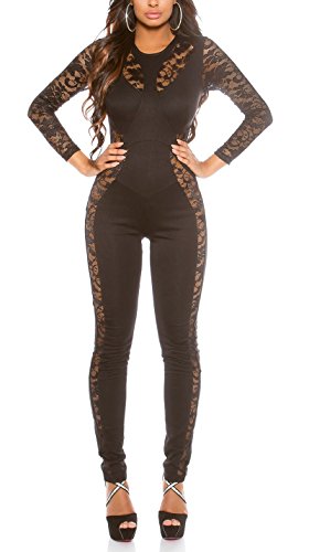 Koucla Damen Overall Catsuit Partyoverall Jumpsuit mit Spitze (S) von Koucla