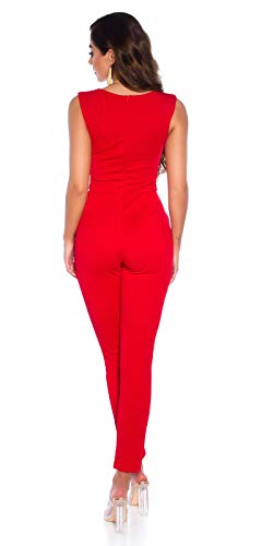 Koucla Damen Overall Jumpsuit Playsuit Bateau Ausschnitt (Rot, XL) von Koucla