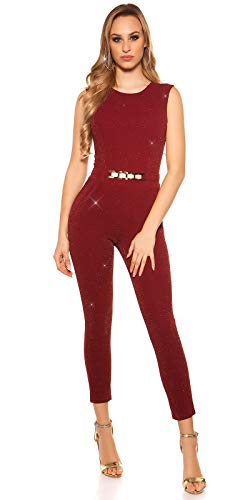 Koucla Damen Overall Jumpsuit Playsuit mit Schnalle (Bordeaux (Glitzer), S) von Koucla