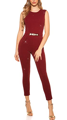 Koucla Damen Overall Jumpsuit Playsuit mit Schnalle (Bordeaux (Glitzer), XXS) von Koucla