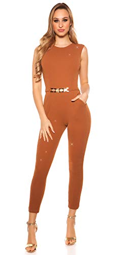 Koucla Damen Overall Jumpsuit Playsuit mit Schnalle (Bronze (Glitzer), L) von Koucla