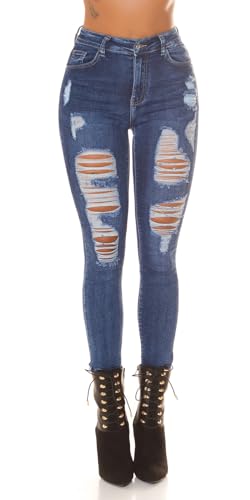 Koucla Dark Denim Destroyed Skinny High Waist Jeans mit Löcher 40 von Koucla