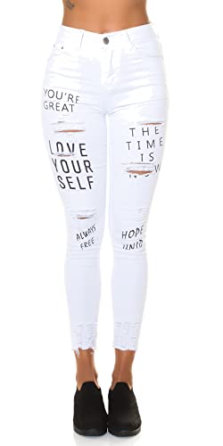 Koucla Destroyed Skinny High Waist Jeans mit Print und Risse 36 von Koucla