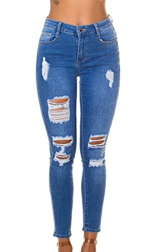 Koucla Destroyed Skinny Jeans High Waist mit Push-Up und Löcher 42 von Koucla