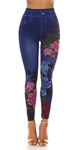 Koucla Flower Printed Jeans Look High Waist Leggings One Size (Einheitsgröße) von Koucla