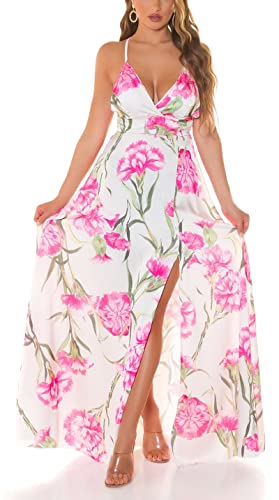 Koucla Flower Printed Wickel V-Neck Cocktail Maxi Kleid mit XL-Schlitz One Size (Einheitsgröße) von Koucla