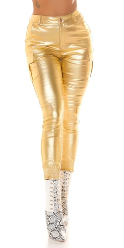 Koucla Glossy Metallic Look Highwaist Cargo Hose M von Koucla