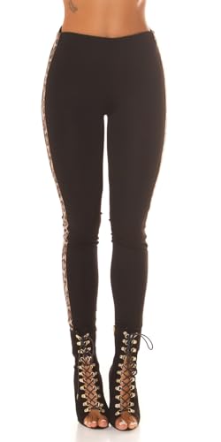 Koucla High Waist Skinny Fit Leggings Hose mit Leo Streifen XL von Koucla
