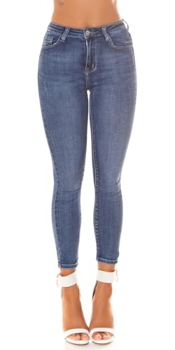 Koucla High Waist Skinny Röhren Jeans mit Deko Po-Taschen 38 von Koucla