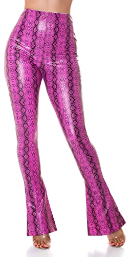 Koucla High Waist Snake Printed Leder Look Leggings mit Schlag L von Koucla