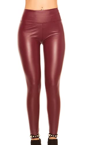 Koucla High Waist Winter Lederimitat Leggings M/L, Bordeaux von Koucla