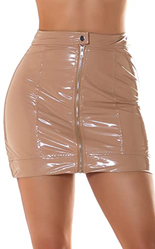 Koucla High Waist Zipper Minirock im Wet Lack Look S von Koucla