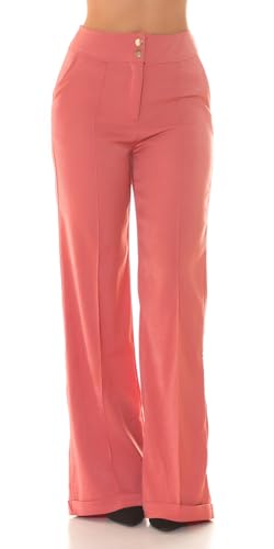 Koucla Highwaist Stoffhose Marlene Business Hose mit weitem Bein Schlaghose Bügelfalte und Krempel S von Koucla