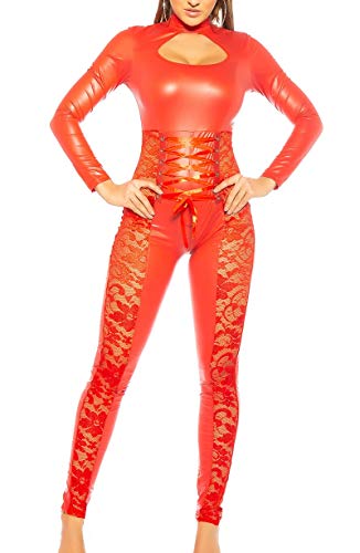 Koucla Hot Langarm Catsuit mit Spitze und Deko Schnürung S/M von Koucla