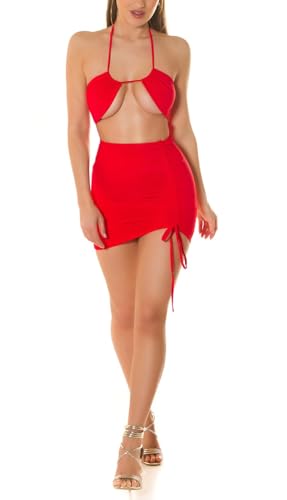 Koucla Hot Neckholder Minikleid Partykleid Sommerkleid Kleid mit Neckholder Cutout und Raffung One Size (Einheitsgröße) von Koucla