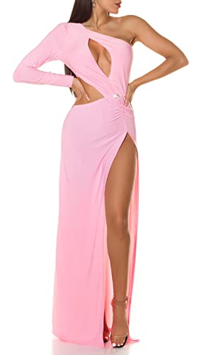 Koucla Hot One Shoulder Silvester Party Kleid mit Cutouts und Deko Strass One Size (Einheitsgröße) von Koucla