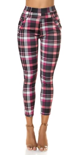 Koucla Karo Printed High Waist Business Look Treggings S/M von Koucla