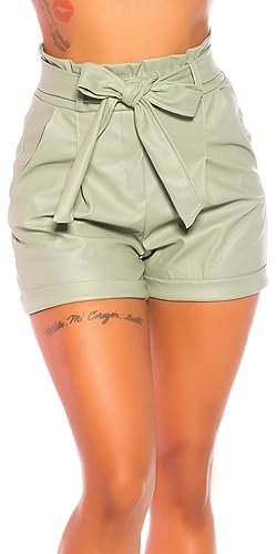 Koucla Kunstleder High Waist Hotpants mit Paperbag-Bund und Gürtel L von Koucla