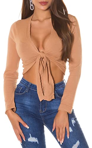 Koucla Langarm Crop Feinstrick Bolero Pullover zum Binden One Size (Einheitsgröße) von Koucla