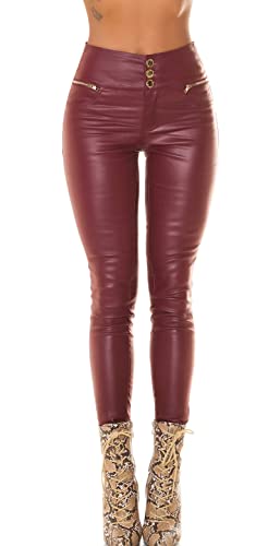 Koucla Leder Look High Waist Skinny Hose mit Deko Zipper L von Koucla