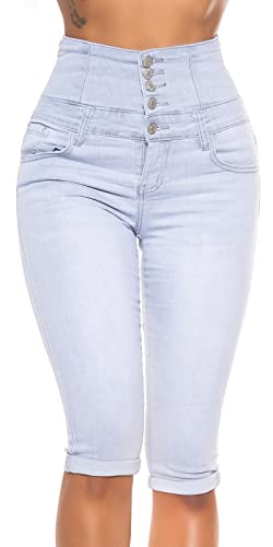 Koucla Lightwashed High Waist Skinny 3/4 Jeans mit Corsagen-Effekt 36 von Koucla