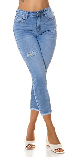 Koucla Mom Fit 7/8 High Waist Jeans im Used Look 36 von Koucla