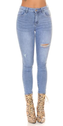 Koucla Musthave Skinny Highwaist Jeans Röhrenhose Destroyed Look Used Hose mit Push-Up Effekt 38 von Koucla